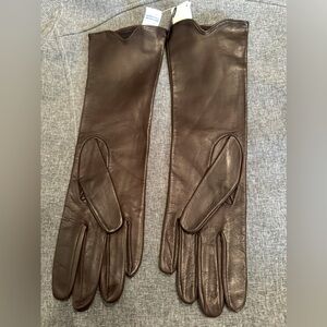Talbots Italian genuine leather opera long gloves in brown